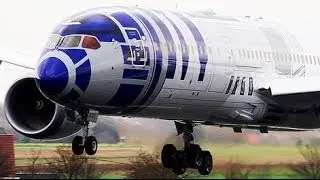 STAR WARS Boeing 787 Landing R2 D2 Jet -2017