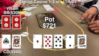 Взлеты и падения в покере 1-3 в казино Capitol, покерный видеоблог 82