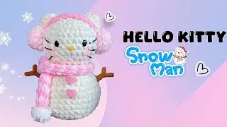 How to Crochet Hello Kitty Snow❄️| Easy Tutorial | M&oacute;c người tuyết Hello Kitty | LINNH DIY