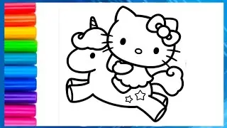 Cute Hello Kitty Unicorn Drawing Colouring for kids, Toddlers || Easy Beautiful step by step Drawing