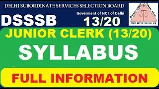 DSSSB Junior Clerk (13/20) Syllabus Explain | Subham Sen