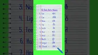 10 Body Parts Name in english and hindi | Human Body Parts Name | Body Parts Name