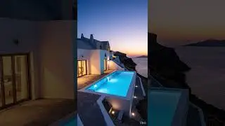 Santorini Vibes: Luxury Infinity Pool & Sunset ASMR #asmr #relax #architecture