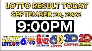 Lotto result today 9PM September 20, 2022