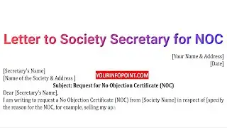 Request letter to society secretary for NOC format