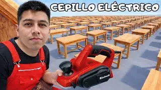 Utilizando cepillo electrico para mesa de madera