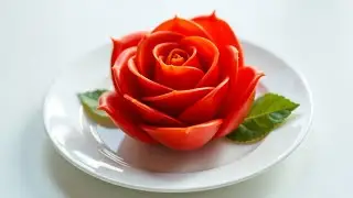 Creative Tomato Rose Carving for Food Decoration | Restaurant Style Tomato Rose Garnish Decoration