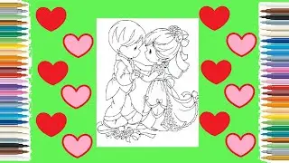 Colouring Books for Kids | Cute Wedding Bride and Groom Coloring Page