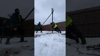 Процесс установки свай   #сваи #kzs #винтовыесваи #стройка