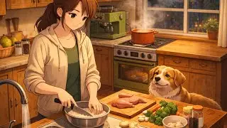 A Cozy Cooking Night 🍲 Relaxing Anime ASMR | Calm Evening with a Dog