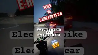 E Ride Pro SS 3.0 VS Tesla Drag race! Fastest Electric dirt bike race! #surron #wheelie #fyp #shorts