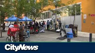 Dozens of refugees return downtown in search of shelter spaces
