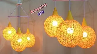 How to make a homemade wrapped balloon lampshade| Fancy light | Home Decor | Art and craft ideas