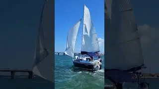 Motor sailing on the sound. Dunedin, Florida, ICW. A little choppy this a.m.