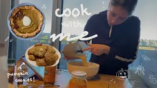 cozy fall baking 🥧🍂 || pumpkin pie & cookies for halloween