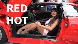MODEL FALLS into 1994 Lamborghini Diablo  - Oakbrook Car Show 4k