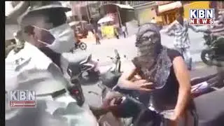 Bad Behaviour of a Bike Rider lady towards Abids Traffic Police in Hyderabad