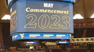 West Virginia University Basketball Stadium set up for 2023 Engineering School Graduation