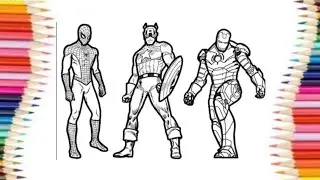 Spiderman and AVENGERS SUPERHEROES Coloring Pages/Spiderman Captain America Iron Man Coloring Pages