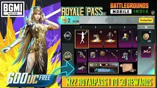 M22 ROYALPASS 1 TO 50 RP REWARDS OF BGMI/PUBGMOBILE | BGMI MONTH 22 ROYALPASS | BGMI NEXT ROYALPASS