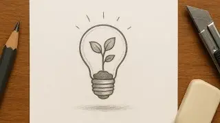 Light Bulb Nature Sketch  | Easy Creative Drawing Idea | Pencil Art Tutorial