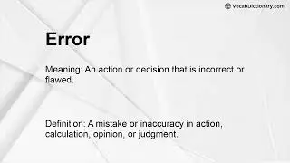 Error Meaning
