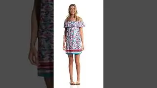 Tommy Bahama Graphic Tropics Island Lush Off The Shoulder Dress | SwimOutlet.com