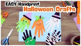 5 простых поделок на Хэллоуин из отпечатков ладошек для детей! 👻 Ведьма, тыква, Франкенштейн и др...
