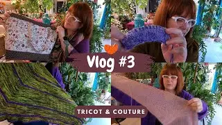 VLOG 3🧶Je fini mon châle 🧵 j'ai fait un sac à projet en couture 🧵J'ai fait des échantillons laineux😊