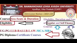 DR. RMLAU Admission Apply 2021-22 /Eligibility-Duration-Fees of Regular & Self Finance Courses#RMLAU