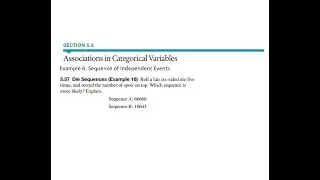 5.3 Associations in Categorical Variables - Sequence of Independent Events: Example 6