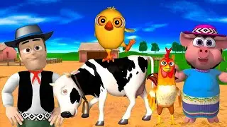 El Pollito pío 3d | El toro se congela jugando en el juegodel Toro y el Tractor 3D🎶