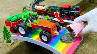 Diy tractor making asphalt road new technology | science project construction machine rainbow bridge