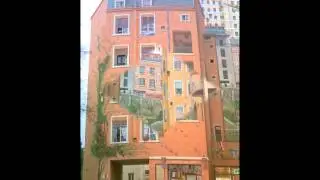 Lyon -  Fresques - murs peints en trope l'oeil