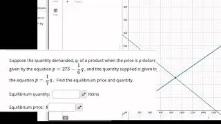 Find the equilibrium point for supply and demand curves