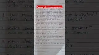 English passage with questions and answers