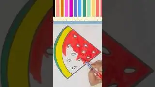 Watermelon-magic drawing colouring kids learning #shorts #shortsfeed #education