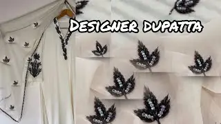 Designer dupatta making at home✨️ Embroidery work dupatta//Tailoring dress