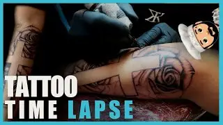 Cross and roses arm tattoo - time lapse 👨🏻&zwj;🍳 (2020)