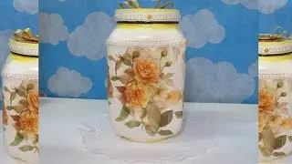 Decoupage com #Opapel em Pote de Vidro