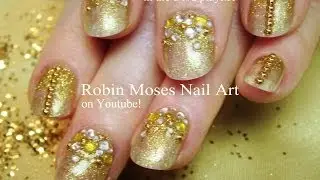 Easy Gold Glitter Gradient Nails | Sparkle Ombre Nal Art Tutorial for beginners!!!