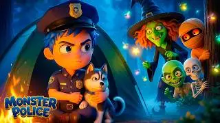 Monster Police 🚨 Monsters in the Forest! ⛺ | Baby Blue Kids Songs & Nursery Rhymes