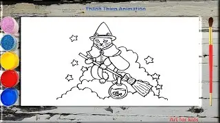 Drawing #496: Drawing a Witch Cat | How to draw a Witch Cat