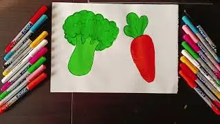 How to draw Broccoli🥦and Carrot🥕 with Acrylic Paint🎨😍