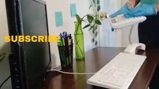 ASMR CLEANING/ORGANIZING OFFICE DESK 🧽#asmr #cleaning #watersounds 💦#wiping #subscribe ❤