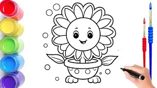 Easy sunflower 🌻🌻 drawing for kids| Sunflower drawing for kids step by step