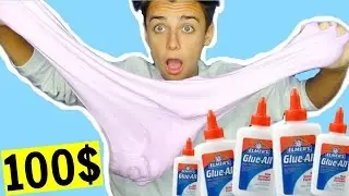 $100 GLUE SLIME CHALLENGE (100+ bottles)! Making a Giant Slime Monster! DIY Giant fluffy slime!