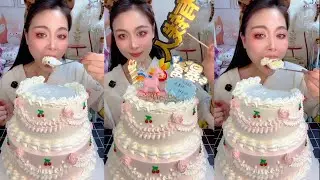 🍟🥖🍖Full Cake Challenge! Ultra Sweet Chinese Dessert Cake 🤯Chinese Dessert Cake Mukbang  #sweet cake