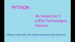 Python Else If Program Sample By Rajakumar, e-Bliss Technologies