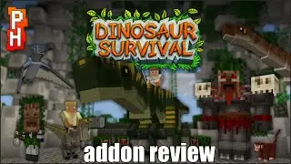 addon review (dinosaur survival) by pixelheads | minecraft marketplace